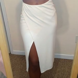 Lovers + Friends white midi skirt slit bodycon